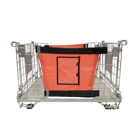 Sufilog Sufilog Maxi Draadcontainer, 122x80x82 cm, Metaal, Oranje stofinzet, Gebruikt Sufilog Sufilog Maxi Draadcontainer, 122x80x82 cm, Metaal, Oranje stofinzet, Gebruikt