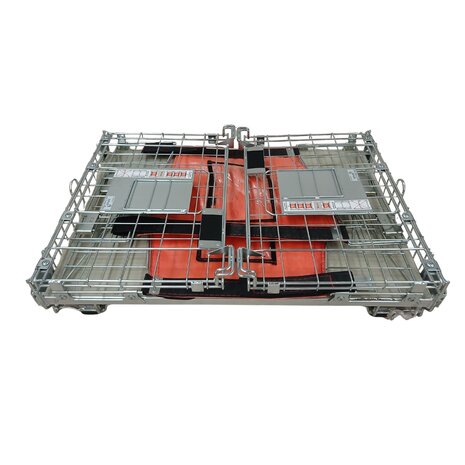 Sufilog Sufilog Maxi Draadcontainer, 122x80x82 cm, Metaal, Oranje stofinzet, Gebruikt Sufilog Sufilog Maxi Draadcontainer, 122x80x82 cm, Metaal, Oranje stofinzet, Gebruikt