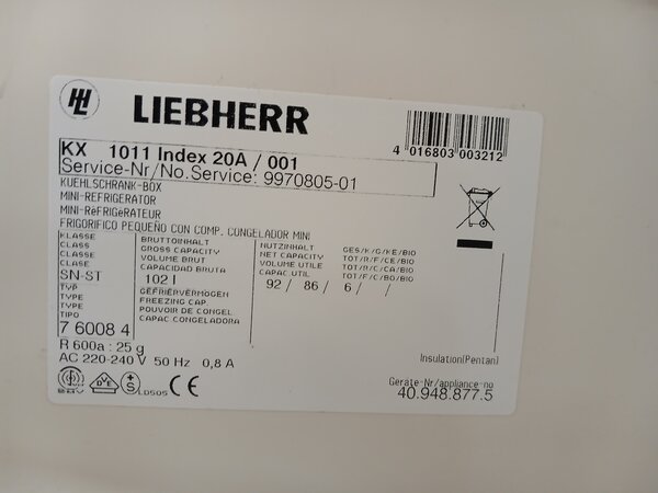 Liebherr Liebherr KX 1011 Minikoelkast 92 Liter Wit - Gebruikt Liebherr Liebherr KX 1011 Minikoelkast 92 Liter Wit - Gebruikt