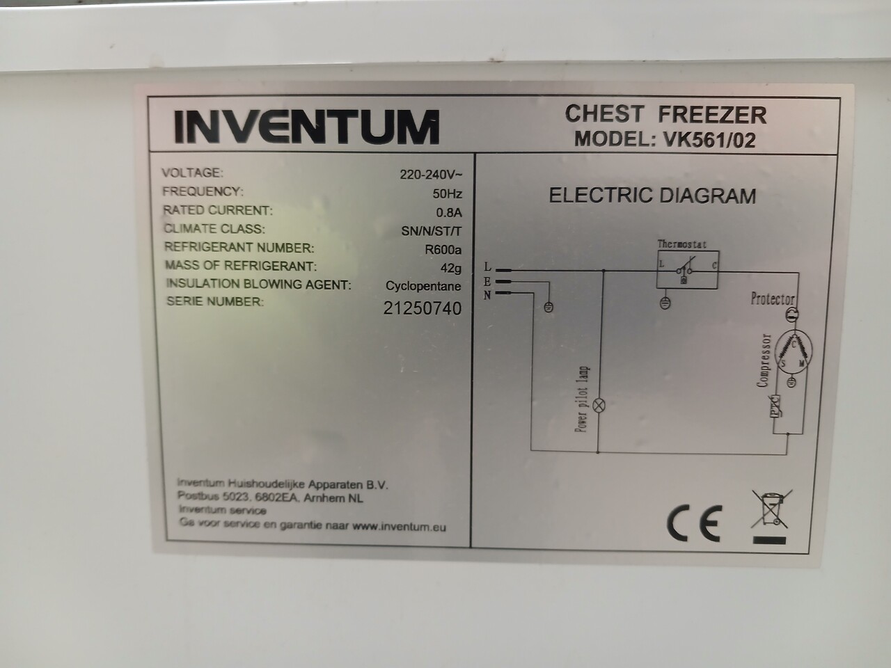 Inventum Inventum VK561/02 Vrieskist 99 Liter Wit - Gebruikt Inventum Inventum VK561/02 Vrieskist 99 Liter Wit - Gebruikt