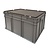 Emtrade Stapelbak 800x600x430 mm, euronorm, met scharnierdeksel, gesloten bodem, grijs pp kunststof, gebruikt