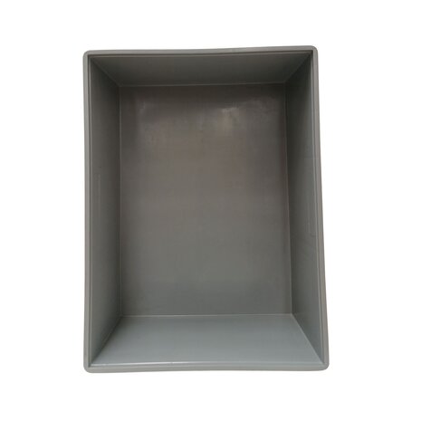 Engels Stapelbak met oplegdeksel, 800x600x340 mm, euronorm, grijs pp, gebruikt Engels Stapelbak met oplegdeksel, 800x600x340 mm, euronorm, grijs pp, gebruikt