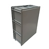 Engels Stapelbak met oplegdeksel, 800x600x340 mm, euronorm, grijs pp, gebruikt Engels Stapelbak met oplegdeksel, 800x600x340 mm, euronorm, grijs pp, gebruikt