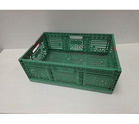 Emtrade Klapkrat 600x400x220 mm, euronorm, groen pp, gebruikt