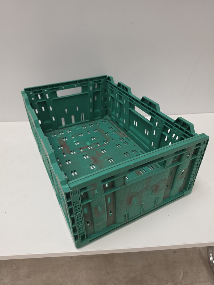 Polymer logistics Klapkrat, 600x400x233 mm, euronorm, groen kunststof, gebruikt