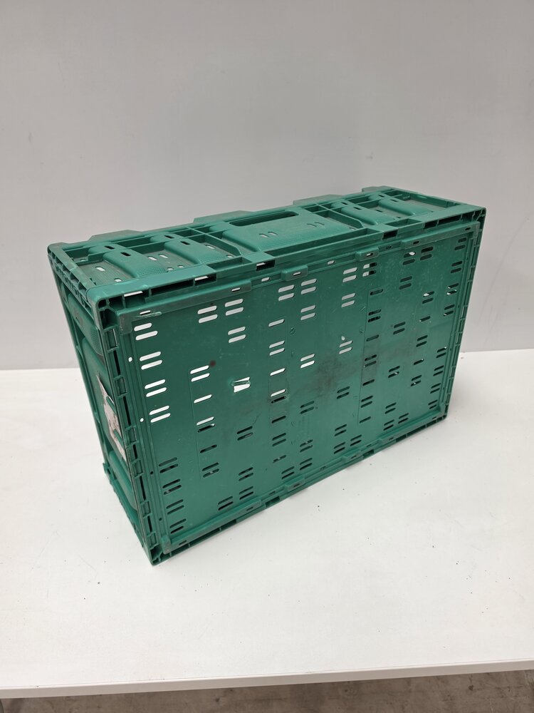 Polymer logistics Klapkrat, 600x400x233 mm, euronorm, groen kunststof, gebruikt