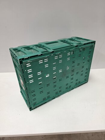Polymer logistics Klapkrat, 600x400x233 mm, euronorm, groen kunststof, gebruikt