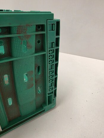 Polymer logistics Klapkrat, 600x400x233 mm, euronorm, groen kunststof, gebruikt