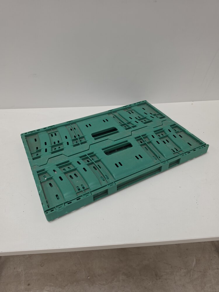 Polymer logistics Klapkrat, 600x400x233 mm, euronorm, groen kunststof, gebruikt