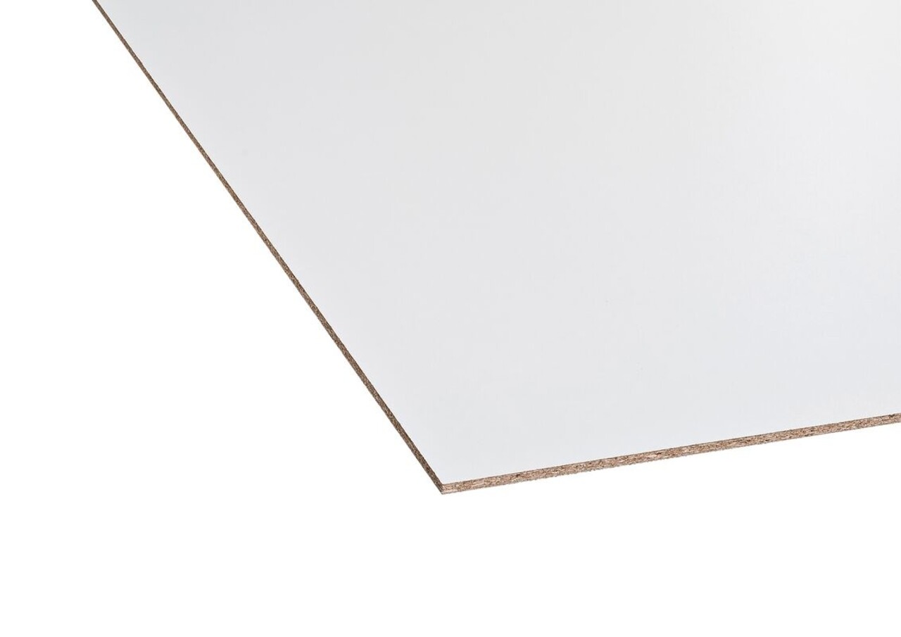 Emtrade 10mm spaanplaat gemelamineerd wit, nieuw (rest)