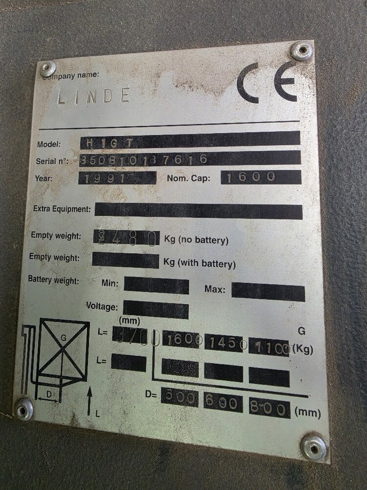 Linde Heftruck LPG Type H1GT 1600kg BJ1991, gebruikt