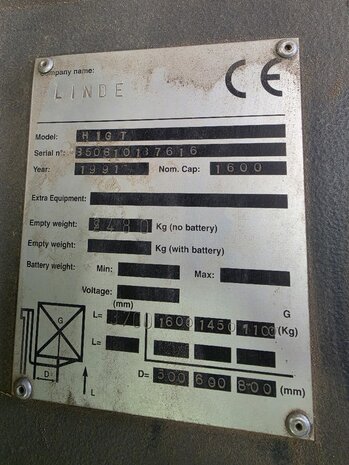 Linde Heftruck LPG Type H1GT 1600kg BJ1991, gebruikt