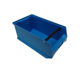 Magazijnbak met grijpopening en draaggreep, 350x200x150 pp, Blauw