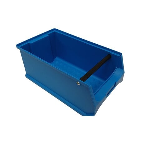 Magazijnbak met grijpopening en draaggreep, 350x200x150 pp, Blauw