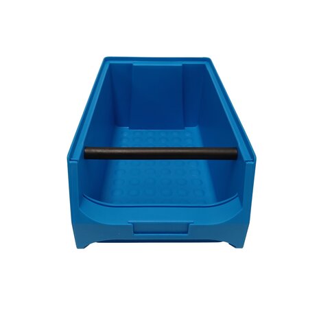 Magazijnbak met grijpopening en draaggreep, 350x200x150 pp, Blauw