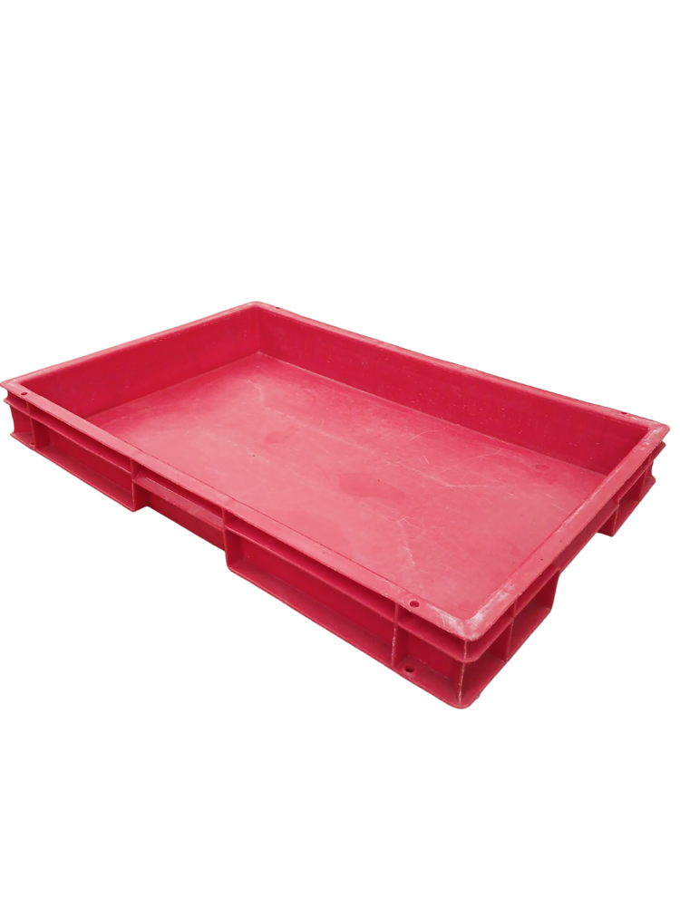 Emtrade Stapelbak 600x400x70 rood PP levensmiddelgeschikt gebruikt Emtrade Stapelbak 600x400x70 rood PP levensmiddelgeschikt gebruikt