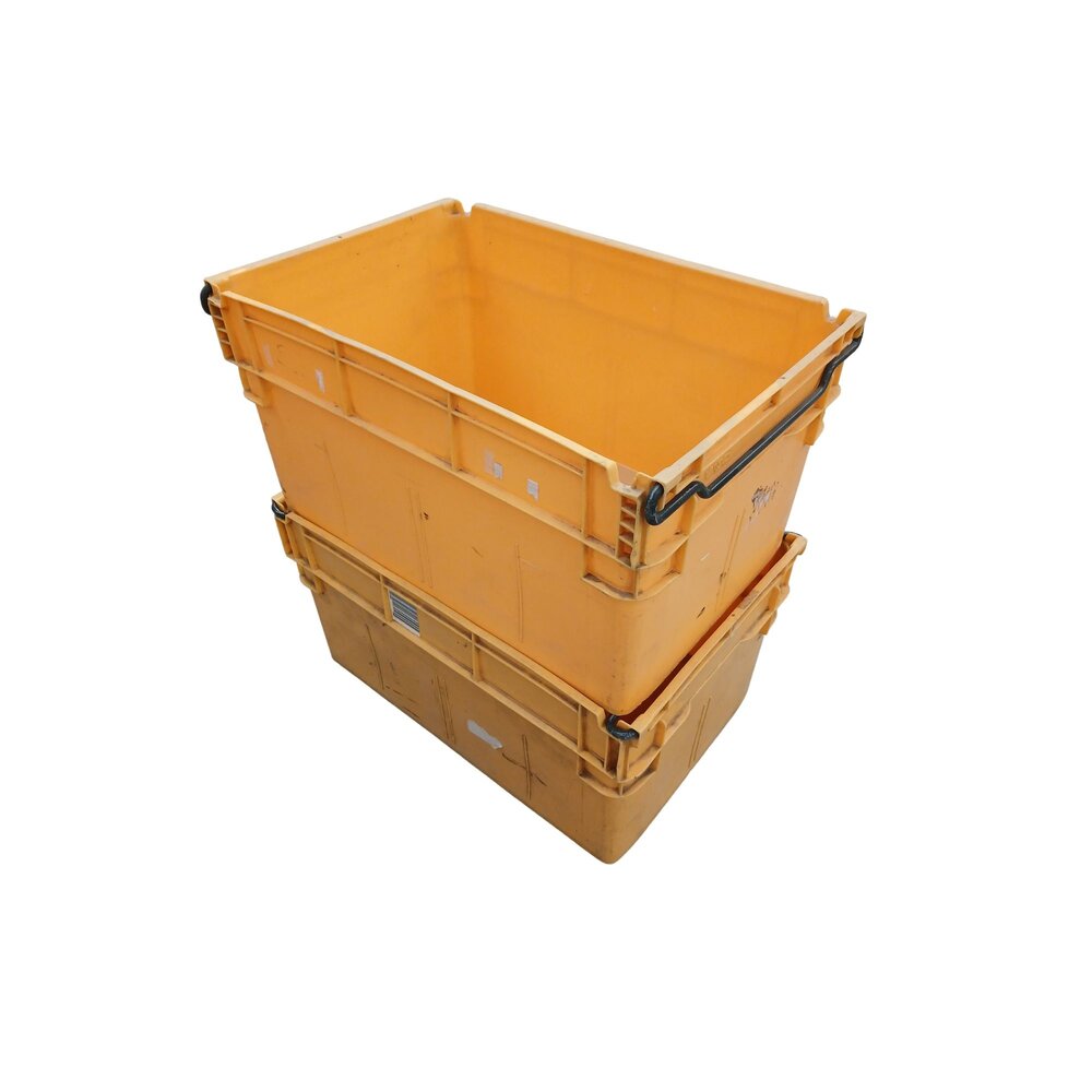 Curtec Nestbare Stapelbak 600x400x320 mm, geel pp kunststof, gebruikt