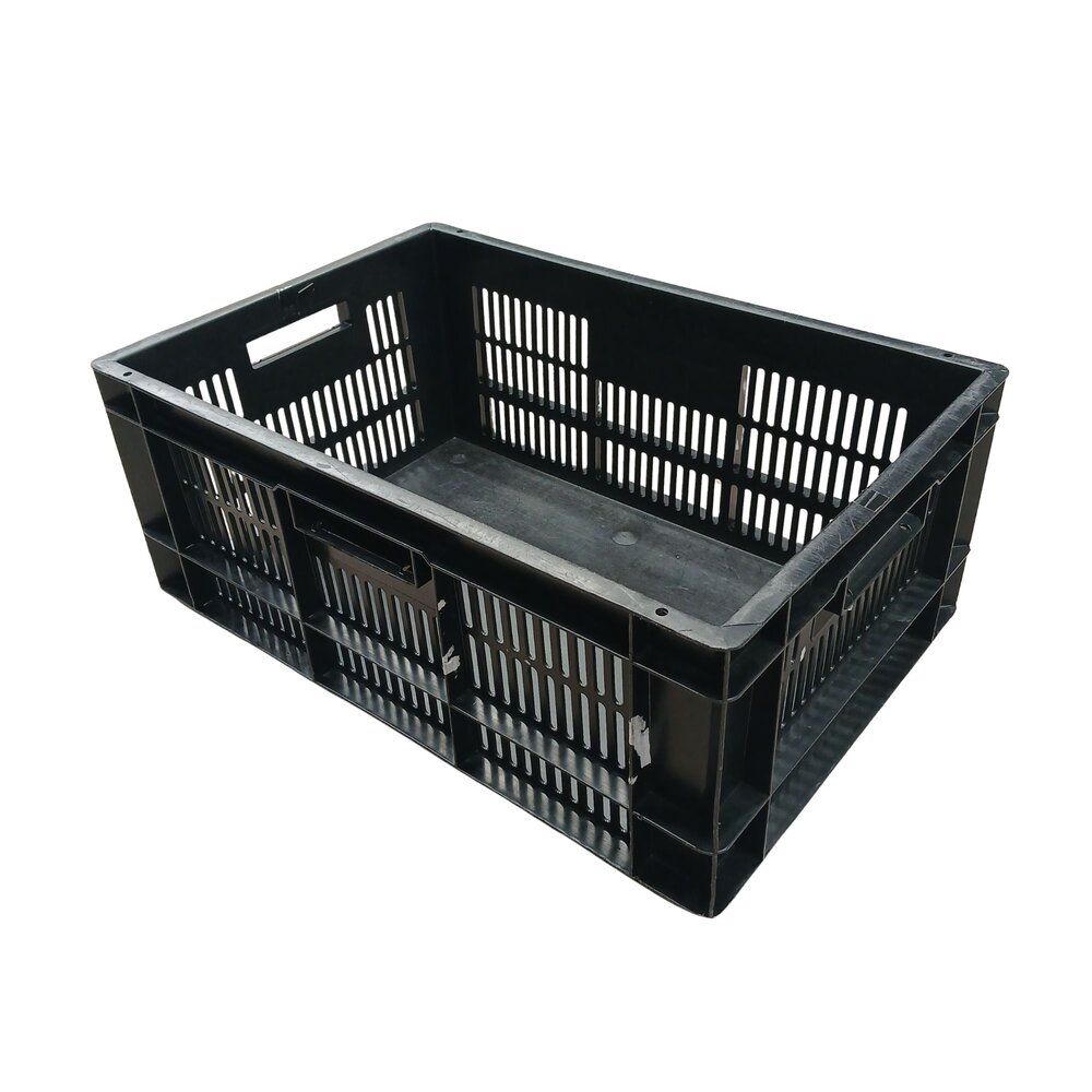 Emtrade Stapelbak 600x400x235 mm, zwart kunststof, gebruikt Emtrade Stapelbak 600x400x235 mm, zwart kunststof, gebruikt