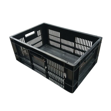 Emtrade Stapelbak 600x400x235 mm, zwart kunststof, gebruikt Emtrade Stapelbak 600x400x235 mm, zwart kunststof, gebruikt