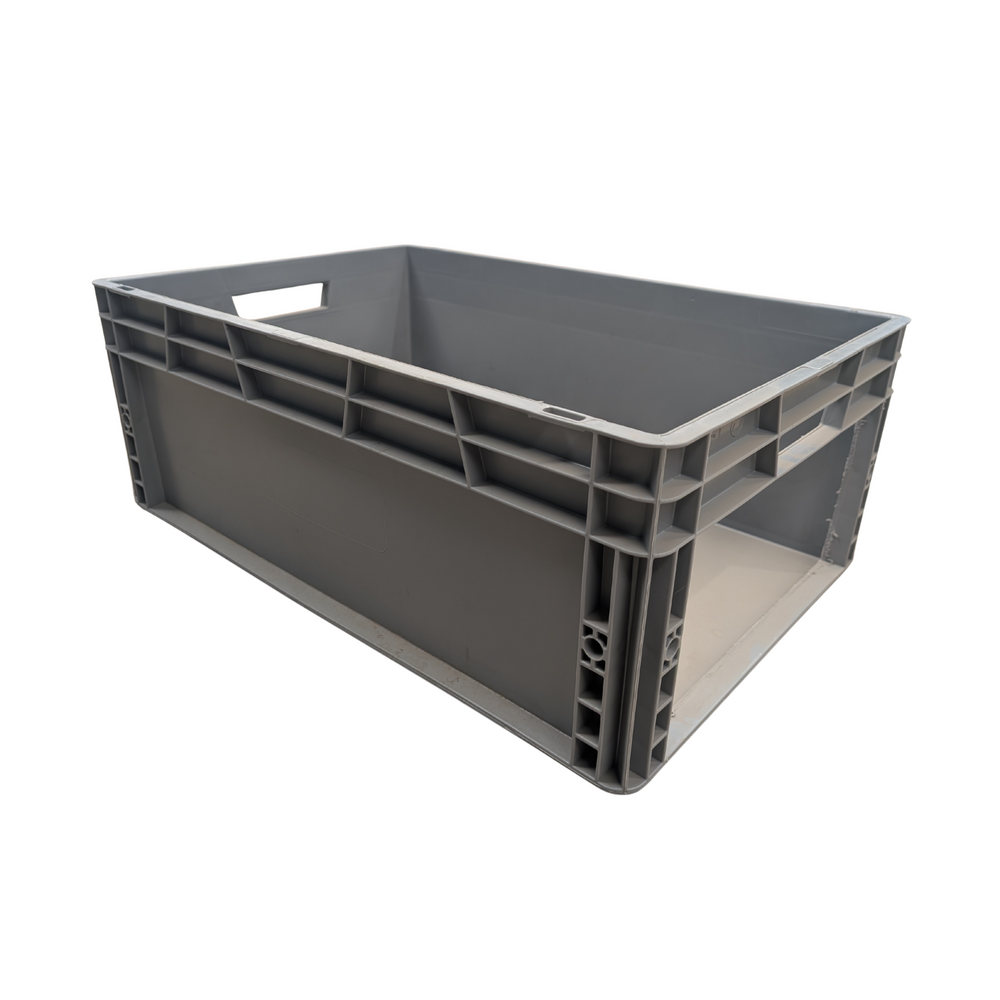 Emtrade Magazijnbak met grijpopening 600x400x225 mm, grijs pp, gebruikt Emtrade Magazijnbak met grijpopening 600x400x225 mm, grijs pp, gebruikt