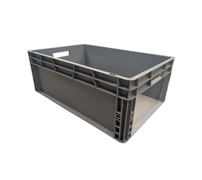 Emtrade Magazijnbak met grijpopening 600x400x225 mm, grijs pp, gebruikt Emtrade Magazijnbak met grijpopening 600x400x225 mm, grijs pp, gebruikt