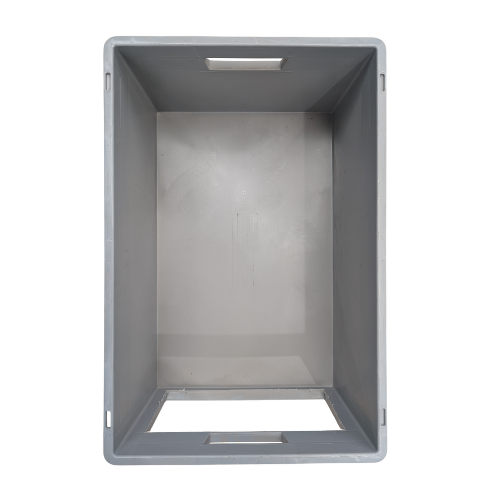 Emtrade Magazijnbak met grijpopening 600x400x225 mm, grijs pp, gebruikt Emtrade Magazijnbak met grijpopening 600x400x225 mm, grijs pp, gebruikt