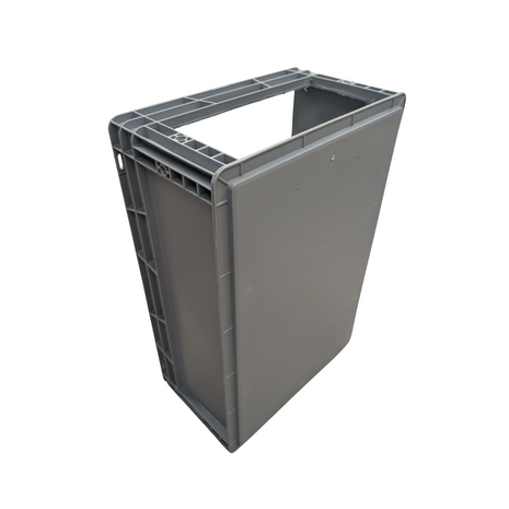 Emtrade Magazijnbak met grijpopening 600x400x225 mm, grijs pp, gebruikt Emtrade Magazijnbak met grijpopening 600x400x225 mm, grijs pp, gebruikt