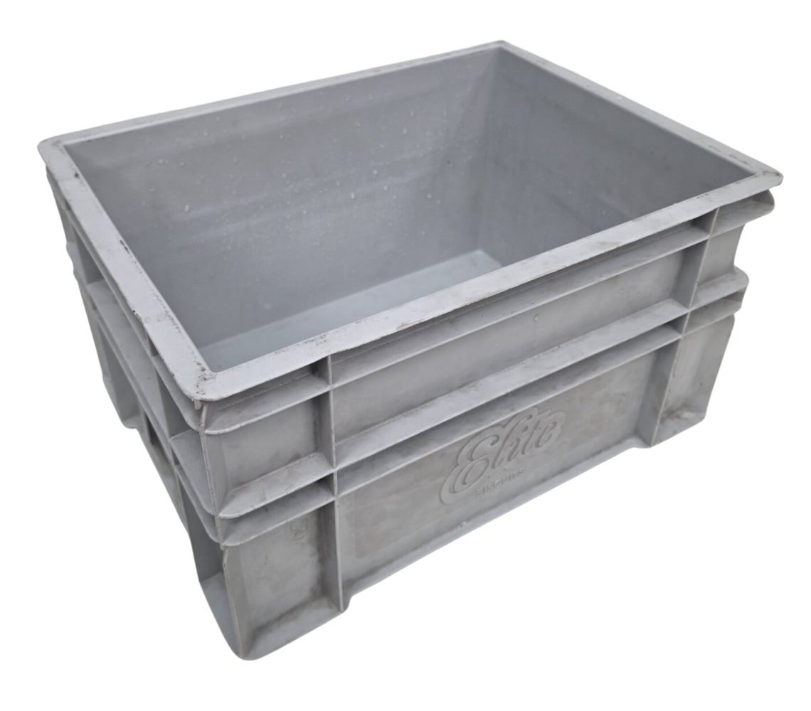 Emtrade Stapelbak, 400x300x220 mm, euronorm, grijs kunststof, gebruikt