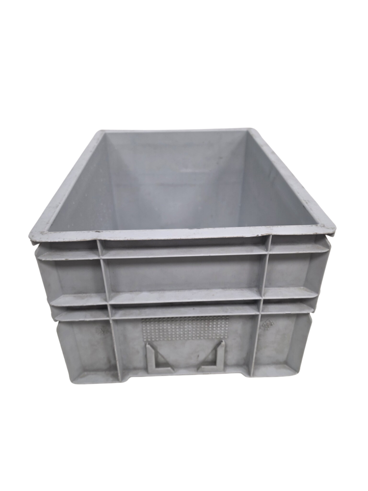 Emtrade Stapelbak, 400x300x220 mm, euronorm, grijs kunststof, gebruikt