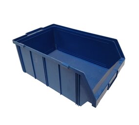 Emtrade Magazijbak met grijpopening, 500x300x190 mm, blauw pp, gebruikt Emtrade Magazijbak met grijpopening, 500x300x190 mm, blauw pp, gebruikt