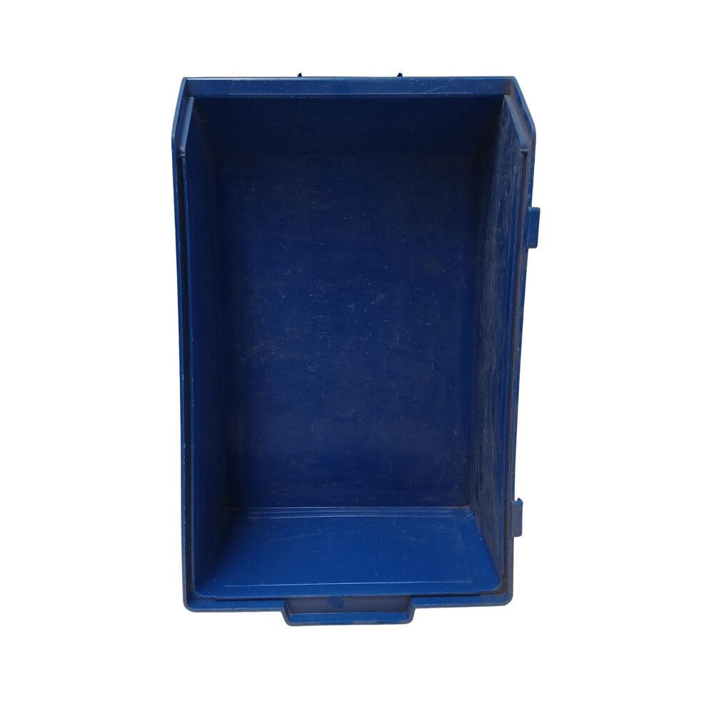 Emtrade Magazijbak met grijpopening, 500x300x190 mm, blauw pp, gebruikt Emtrade Magazijbak met grijpopening, 500x300x190 mm, blauw pp, gebruikt