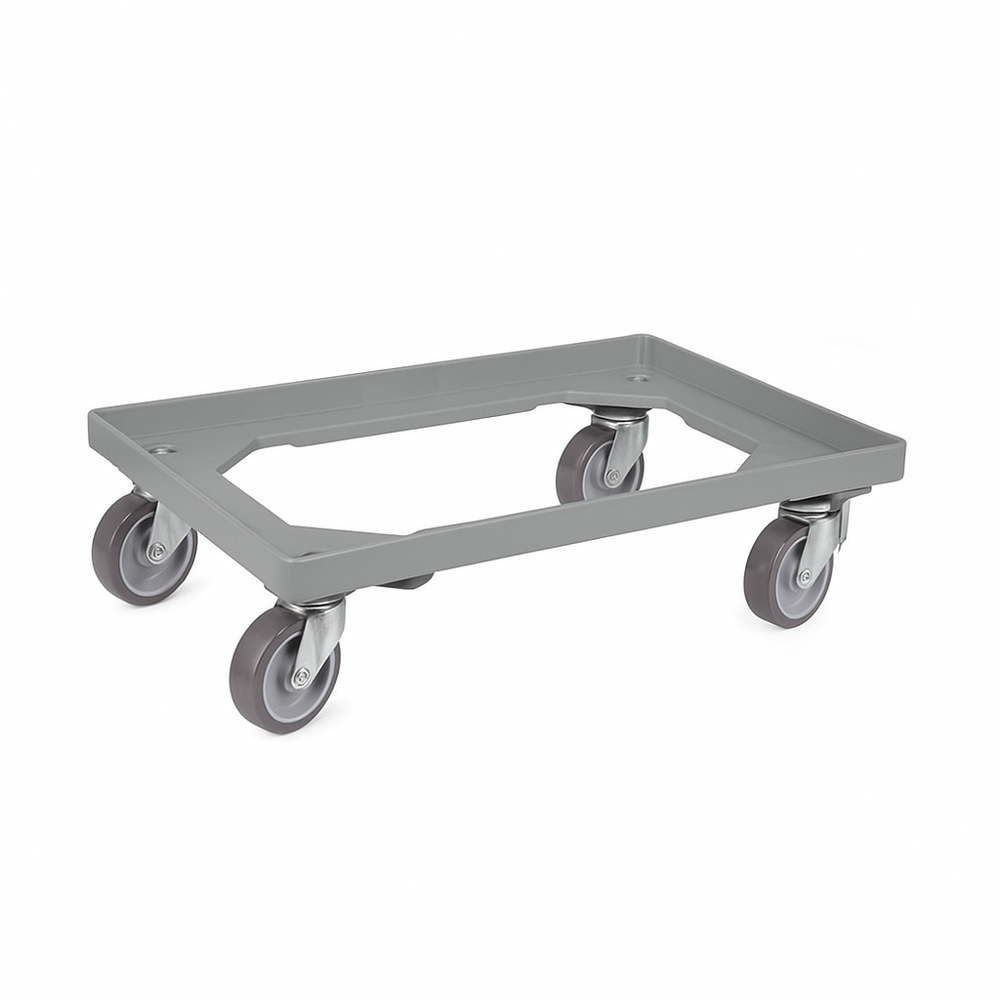 Emtrade Dolly 60x40x15 grijs met 4 rubberen zwenkwielen, nieuw