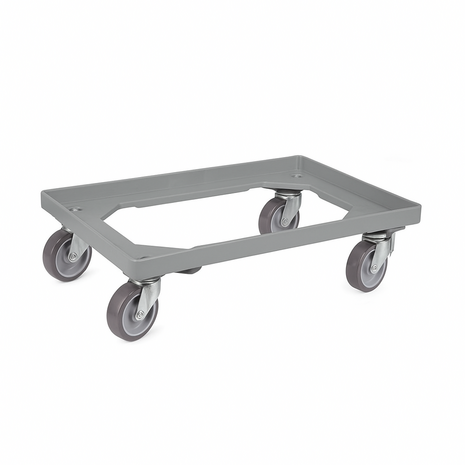 Emtrade Dolly 60x40x15 grijs met 4 rubberen zwenkwielen, nieuw