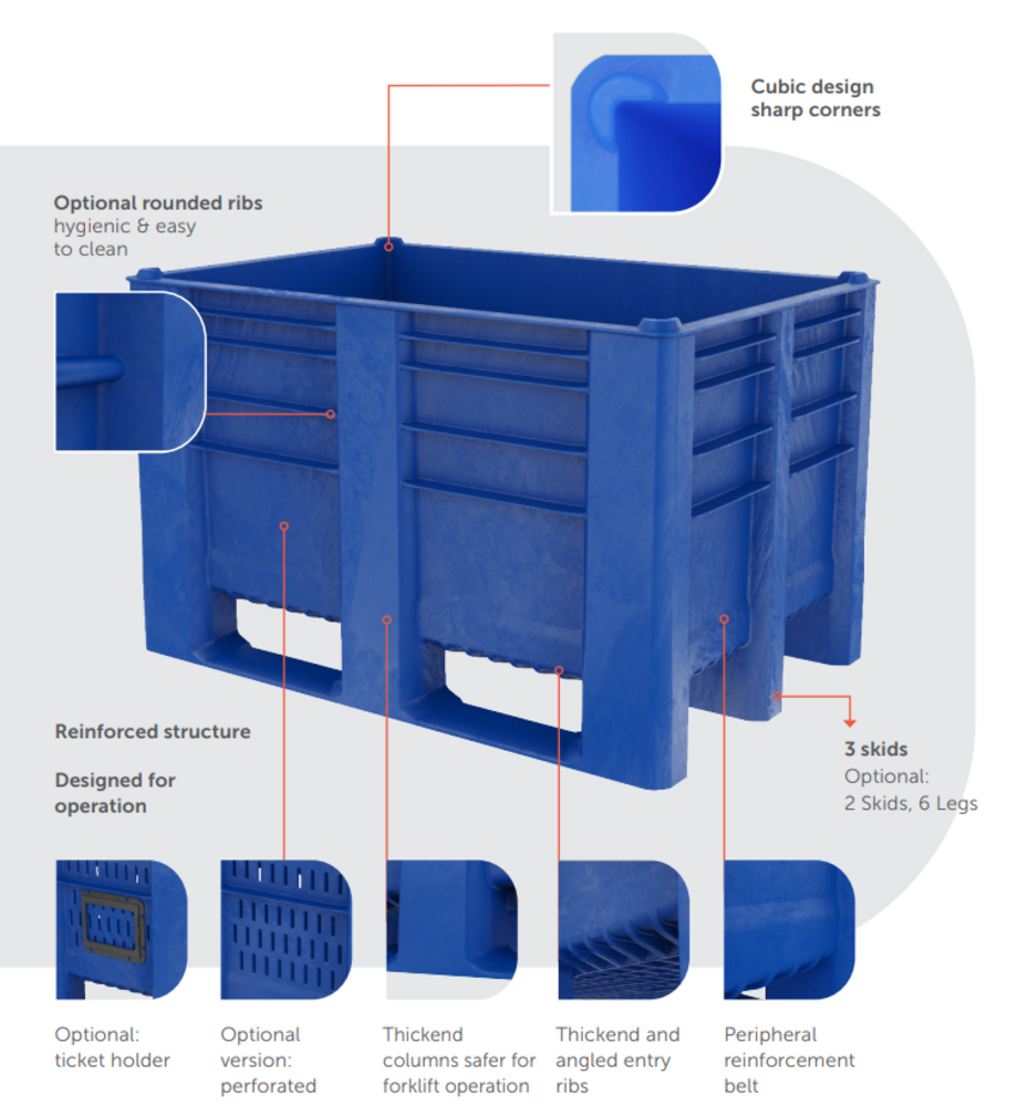 DOLAV Neo 800 palletbox blauw 1200x800x740 mm 500L