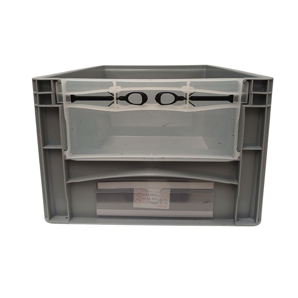 Emtrade Stapelbak met luik en deksel 600x400x270 mm grijs PP levensmiddelgeschikt Emtrade Stapelbak met luik en deksel 600x400x270 mm grijs PP levensmiddelgeschikt