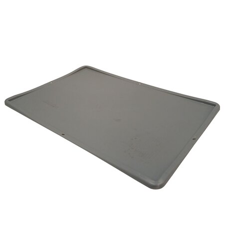 Emtrade Stapelbak met luik en deksel 600x400x270 mm grijs PP levensmiddelgeschikt Emtrade Stapelbak met luik en deksel 600x400x270 mm grijs PP levensmiddelgeschikt