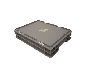 Emtrade Stapelbak 400x300x75 mm grijs PP05 met deksel. gebruikt Emtrade Stapelbak 400x300x75 mm grijs PP05 met deksel. gebruikt