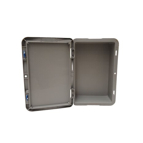 Emtrade Stapelbak 300x200x70 mm met deksel, grijs PP05, gebruikt Emtrade Stapelbak 300x200x70 mm met deksel, grijs PP05, gebruikt