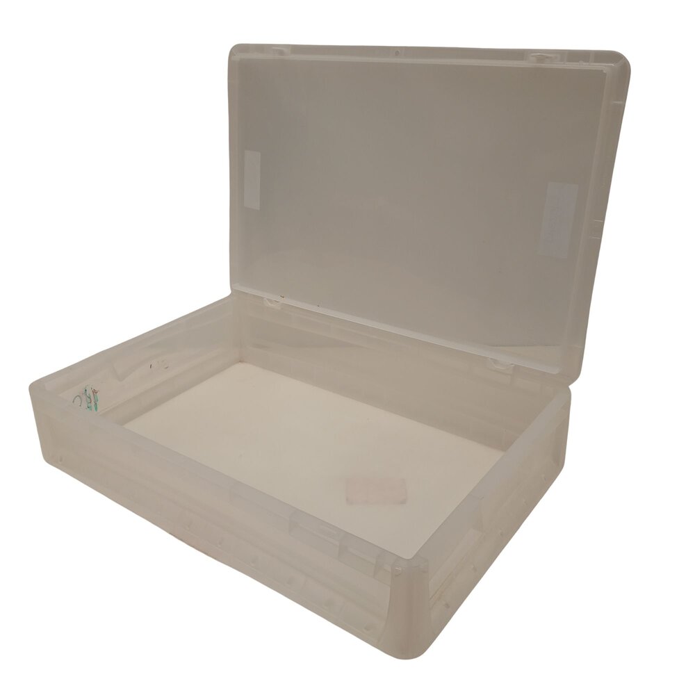 Emtrade Stapelbak met deksel 600x400x120 mm, transparant PP05, gebruikt Emtrade Stapelbak met deksel 600x400x120 mm, transparant PP05, gebruikt