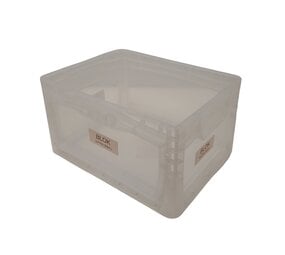 Emtrade Stapelbak 400x300x220 mm transparant PP05 met uitklapbaar luik, gebruikt