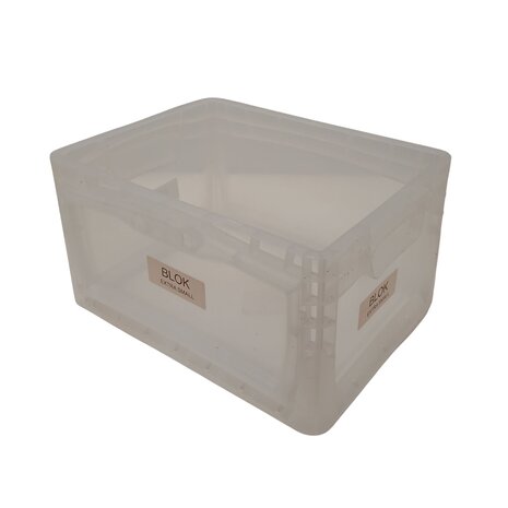 Emtrade Stapelbak 400x300x220 mm transparant PP05 met uitklapbaar luik, gebruikt
