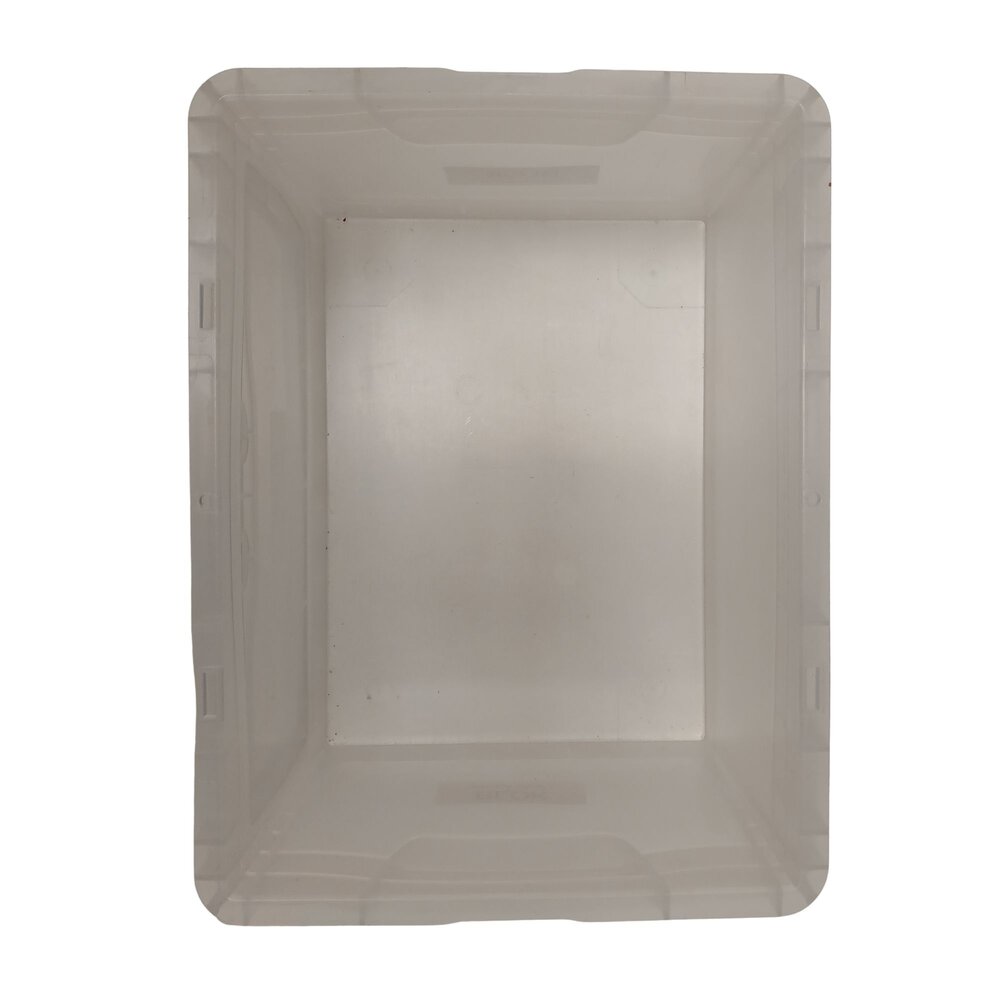 Emtrade Stapelbak 400x300x220 mm transparant PP05 met uitklapbaar luik, gebruikt