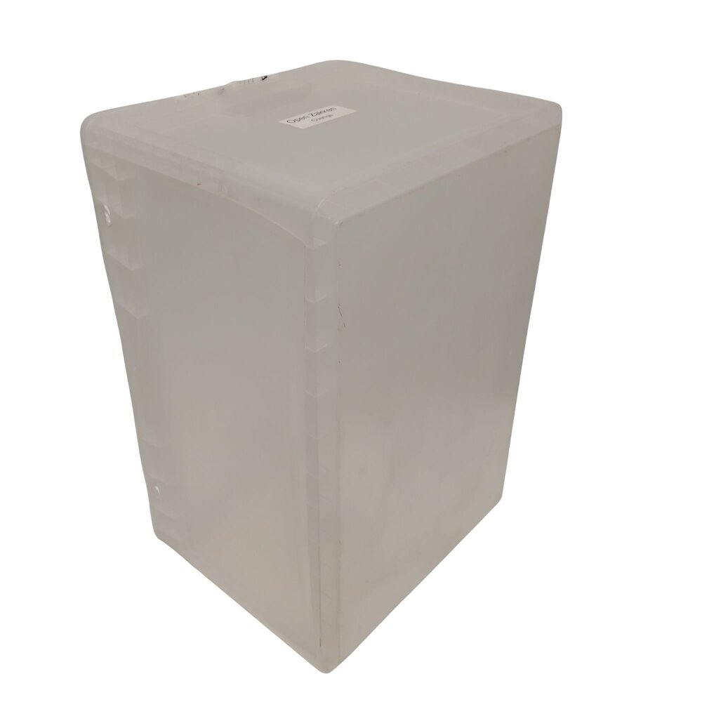 Emtrade Stapelbak 600x400x320 mm transparant PP05 met scharnierdeksel, gebruikt Emtrade Stapelbak 600x400x320 mm transparant PP05 met scharnierdeksel, gebruikt