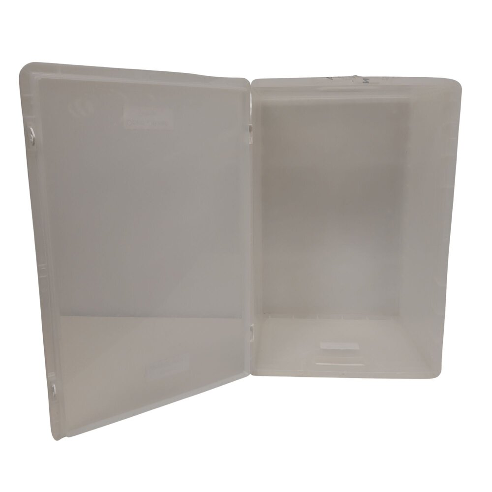 Emtrade Stapelbak 600x400x320 mm transparant PP05 met scharnierdeksel, gebruikt Emtrade Stapelbak 600x400x320 mm transparant PP05 met scharnierdeksel, gebruikt