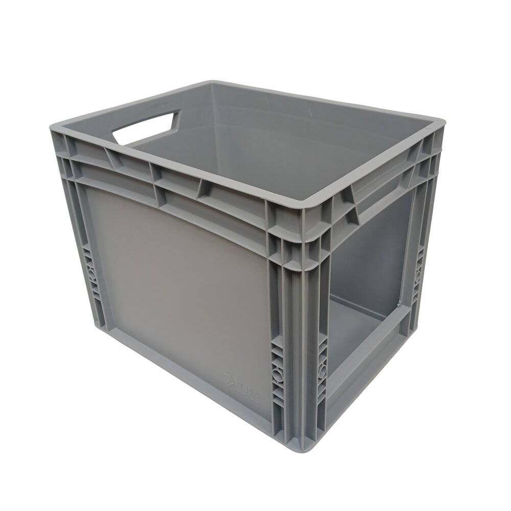 Emtrade (Nieuw) Stapelbak met grijpopening, 400x300x320 mm, euronorm, grijs pp, nieuw Emtrade (Nieuw) Stapelbak met grijpopening, 400x300x320 mm, euronorm, grijs pp, nieuw