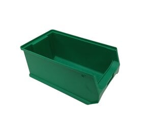 Emtrade Magazijnbak met grijpopening 350x200x150, groen, gebruikt Emtrade Magazijnbak met grijpopening 350x200x150, groen, gebruikt