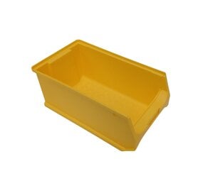 Emtrade Magazijnbak met grijpopening 350x200x150, geel, gebruikt Emtrade Magazijnbak met grijpopening 350x200x150, geel, gebruikt