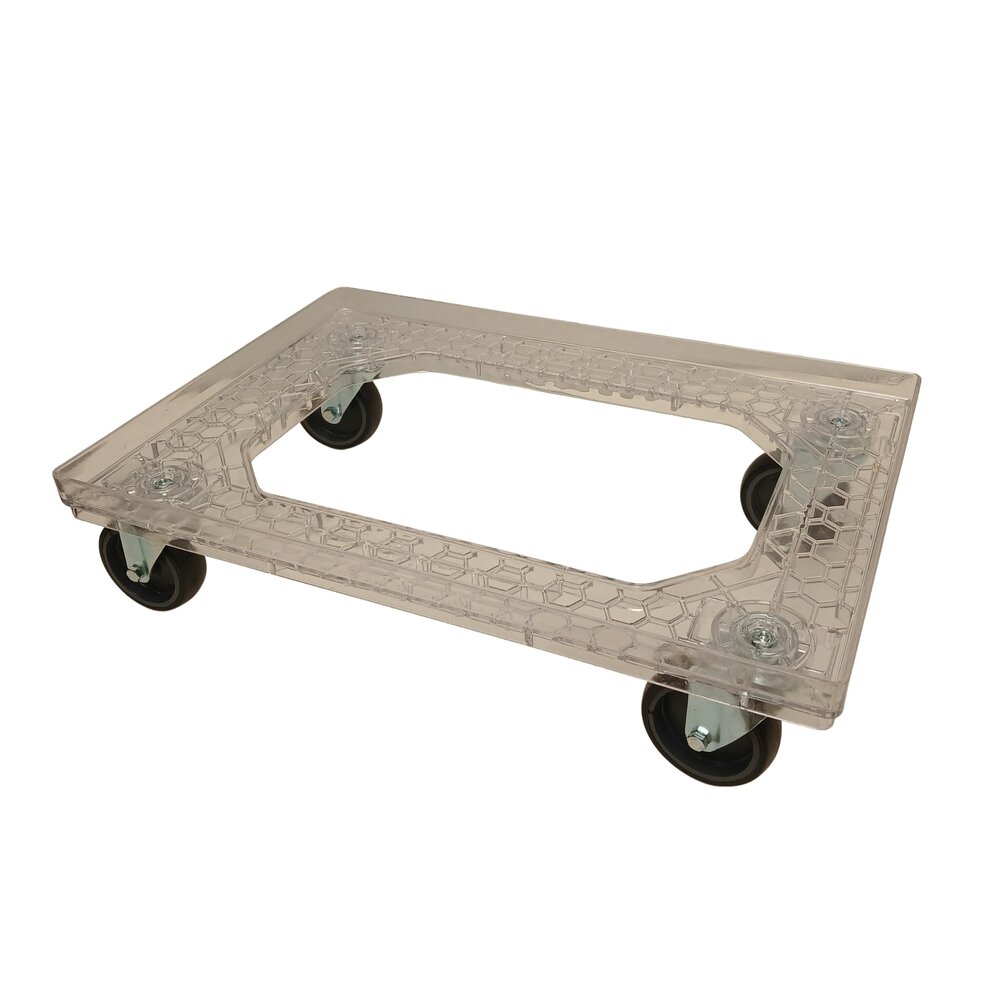 Emtrade Dolly 60x40x15 transparant met 4 rubberen zwenkwielen, nieuw Emtrade Dolly 60x40x15 transparant met 4 rubberen zwenkwielen, nieuw