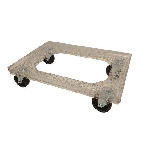 Emtrade Dolly 60x40x15 transparant met 4 rubberen zwenkwielen, nieuw Emtrade Dolly 60x40x15 transparant met 4 rubberen zwenkwielen, nieuw