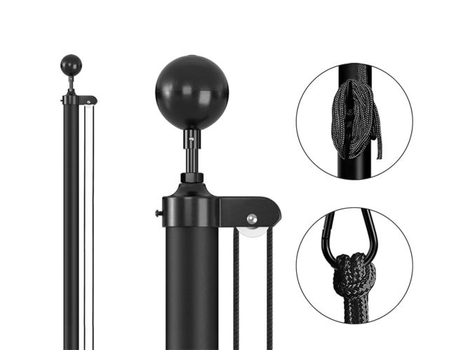 Divisible Flagpole 700cm Black